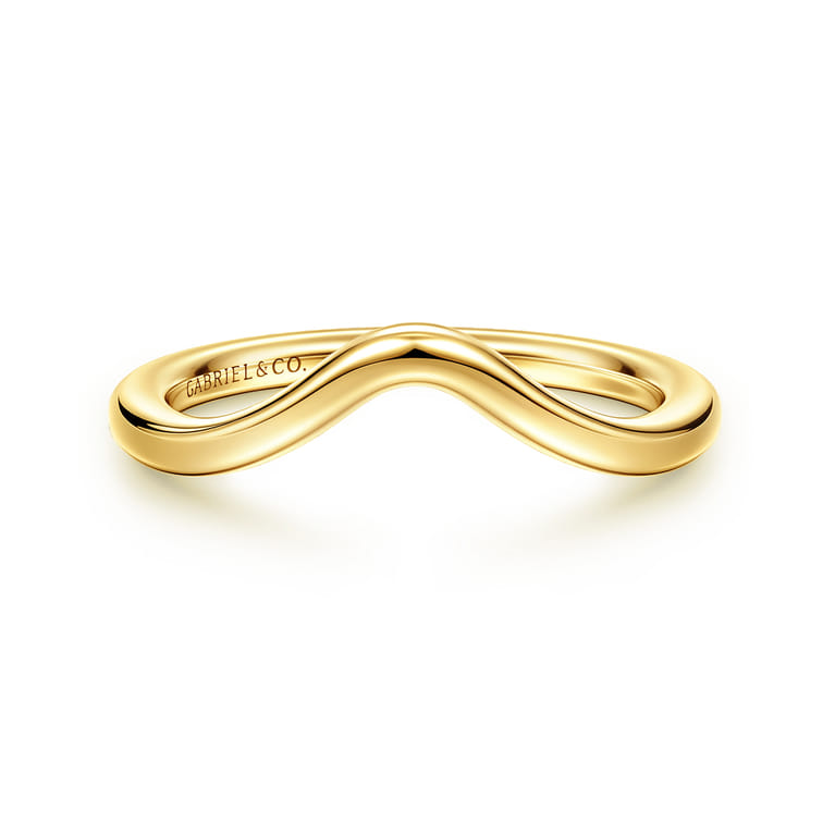 Curved Wedding Ring in 14k Yellow Gold with   at Gabriel & Co. - Shot 1