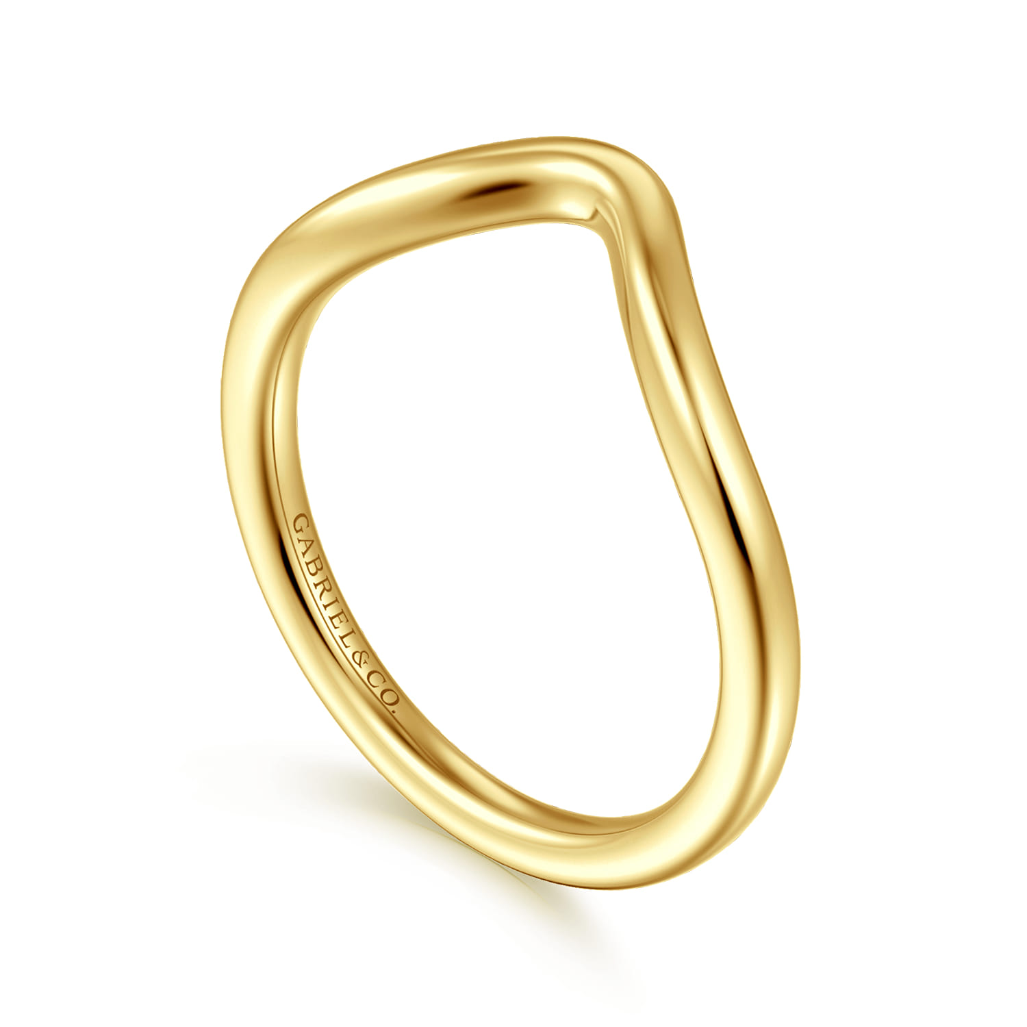 Curved Wedding Ring in 14k Yellow Gold with   at Gabriel & Co. - Shot 3