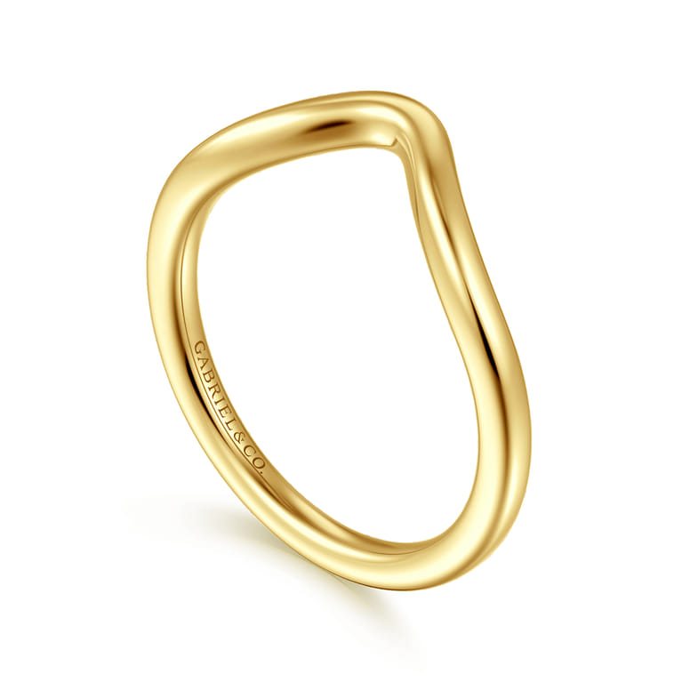 Curved Wedding Ring in 14k Yellow Gold with   at Gabriel & Co. - Shot 3