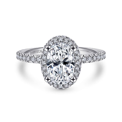 Mary - 14K White Gold Oval Halo Diamond Engagement Ring