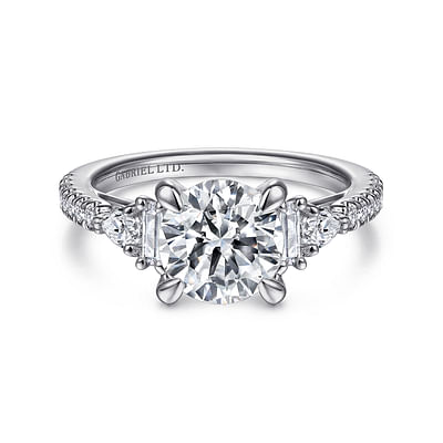 Marzia - 18k White Gold Five Stone Round Diamond Engagement Ring