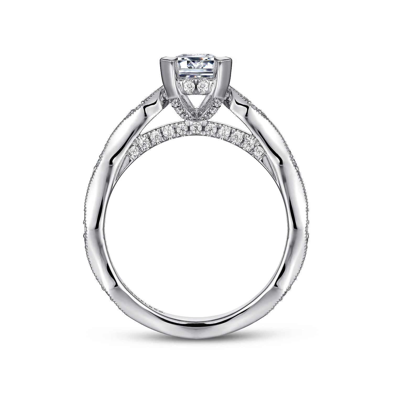 Mason - 14K White Gold Emerald Cut Diamond Engagement Ring - 0.25 ct - Shot 2