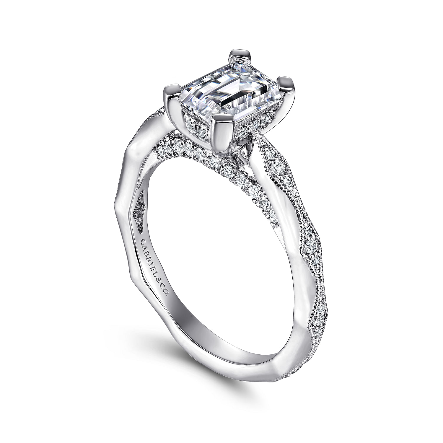 Mason - 14K White Gold Emerald Cut Diamond Engagement Ring - 0.25 ct - Shot 3