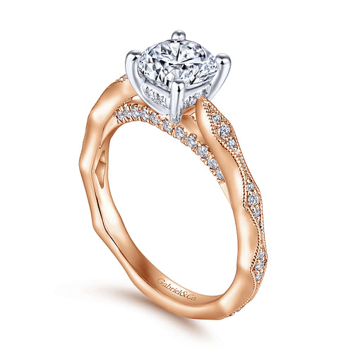 Mason - 14K White-Rose Gold Round Diamond Engagement Ring - 0.25 ct - Shot 3