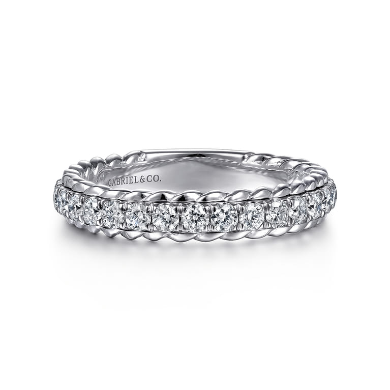 Fancy Wedding Ring in 14k White Gold with Round Natural Diamond at Gabriel & Co. - Shot 1