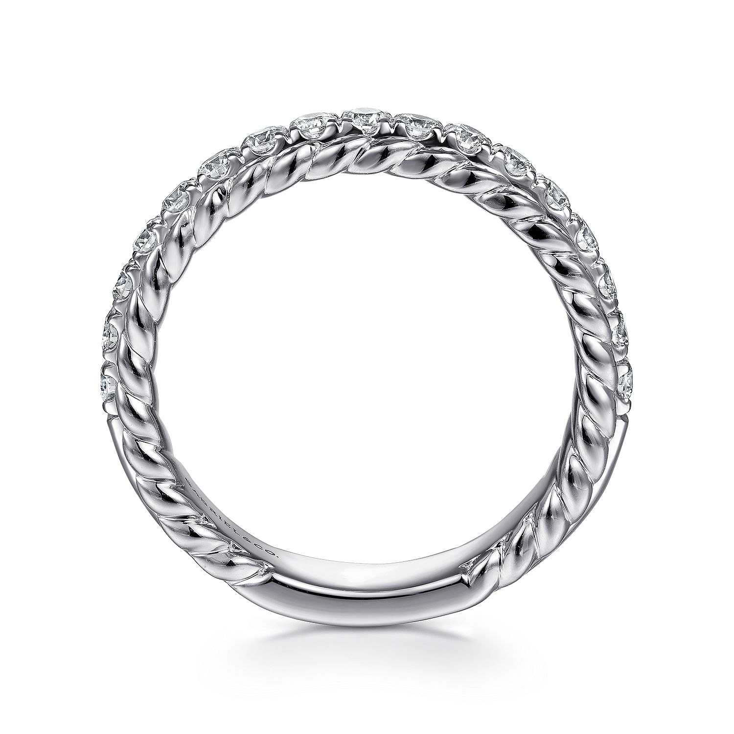 新品　15th Anniversary BENI “NEW MOON” 14K White Gold Diamond Anniversary Band with Scalloped Edge