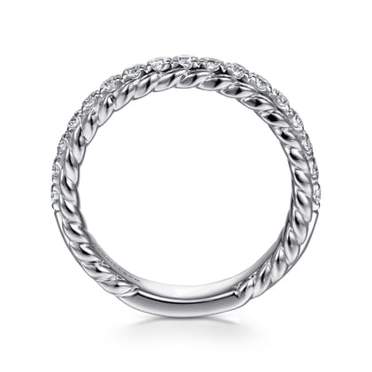 Massa - 14K White Gold Diamond Anniversary Band with Scalloped Edge