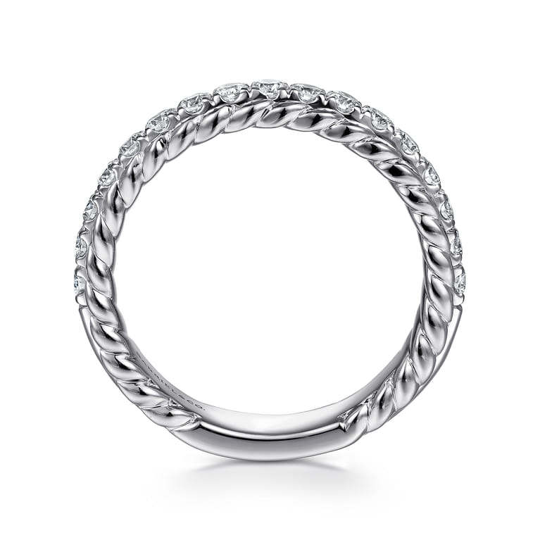 Fancy Wedding Ring in 14k White Gold with Round Natural Diamond at Gabriel & Co. - Shot 2