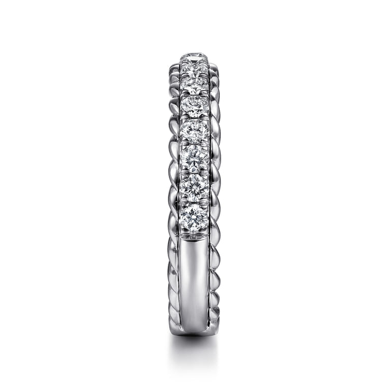 Fancy Wedding Ring in 14k White Gold with Round Natural Diamond at Gabriel & Co. - Shot 4