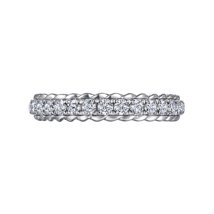 Massa - 14K White Gold Diamond Anniversary Band with Scalloped Edge