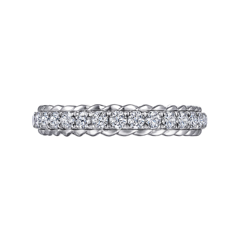 Fancy Wedding Ring in 14k White Gold with Round Natural Diamond at Gabriel & Co. - Shot 5