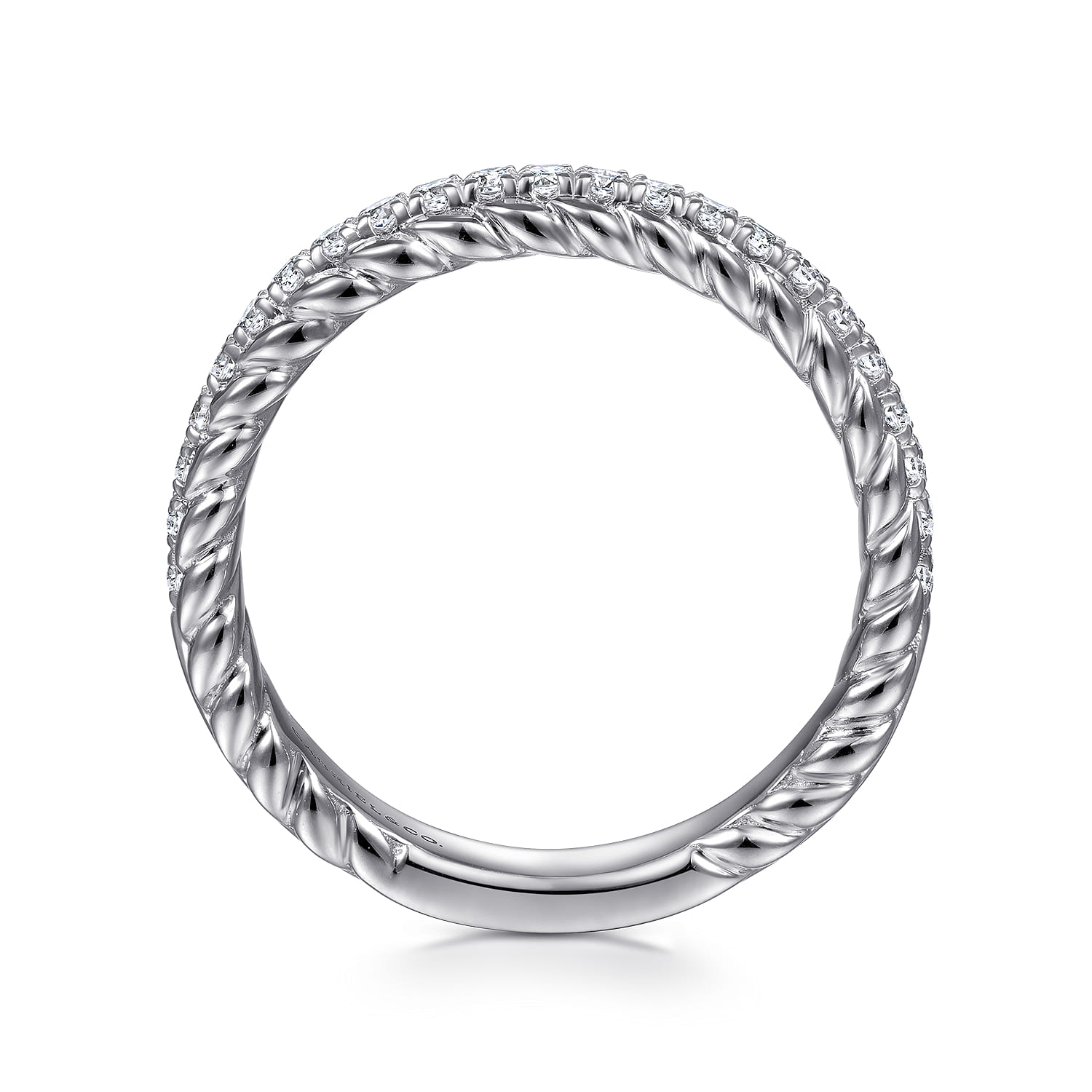 Fancy Wedding Ring in 14k White Gold with Round Natural Diamond at Gabriel & Co. - Shot 2