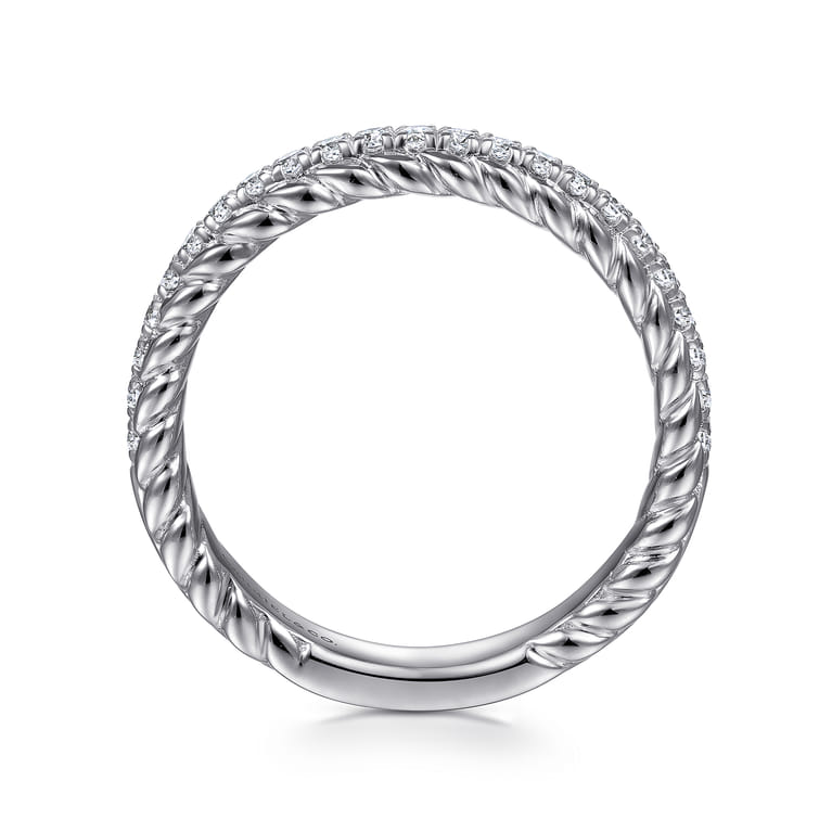 Fancy Wedding Ring in 14k White Gold with Round Natural Diamond at Gabriel & Co. - Shot 2