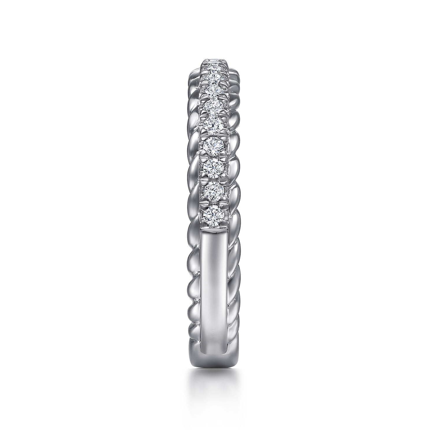 Fancy Wedding Ring in 14k White Gold with Round Natural Diamond at Gabriel & Co. - Shot 4