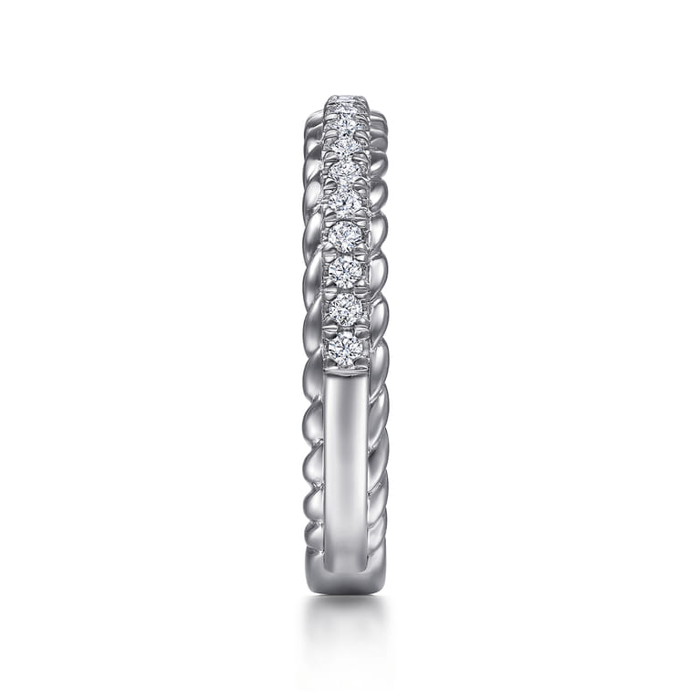 Fancy Wedding Ring in 14k White Gold with Round Natural Diamond at Gabriel & Co. - Shot 4