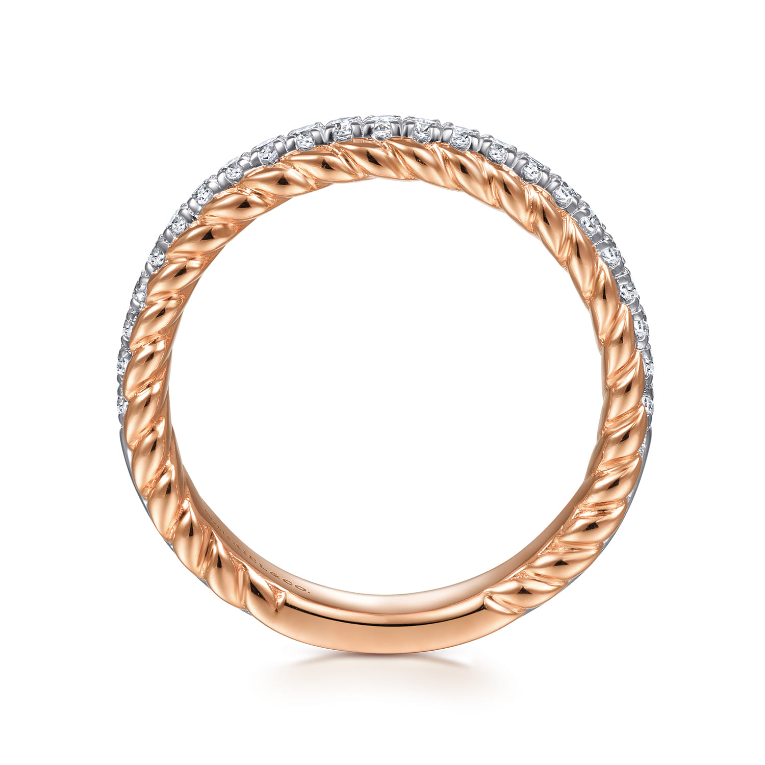 Fancy Wedding Ring in 14k White/Rose Gold with Round Natural Diamond at Gabriel & Co. - Shot 2