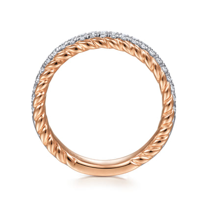 Massa - 14K White-Rose Gold Diamond Anniversary Band with Scalloped Edge