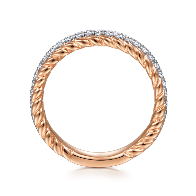 Fancy Wedding Ring in 14k White/Rose Gold with Round Natural Diamond at Gabriel & Co. - Shot 2