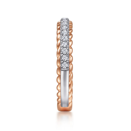 Massa - 14K White-Rose Gold Diamond Anniversary Band with Scalloped Edge