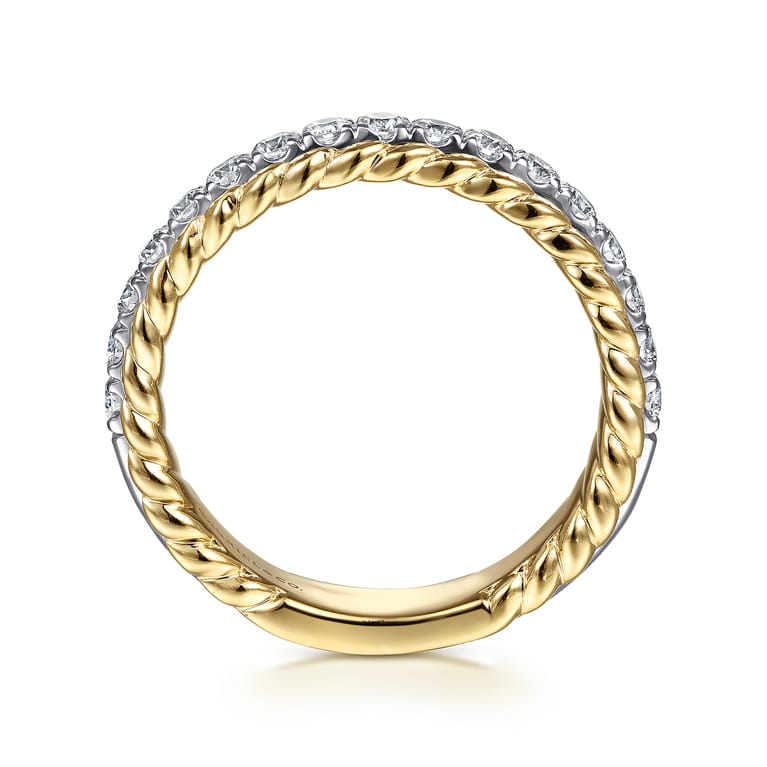 Fancy Wedding Ring in 14k Yellow/white Gold with Round Natural Diamond at Gabriel & Co. - Shot 2