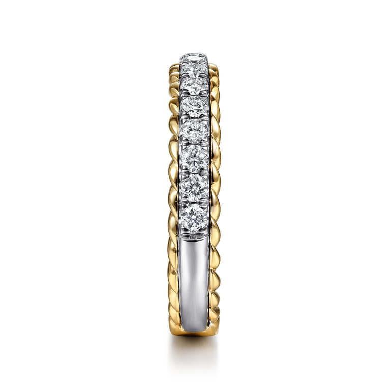 Fancy Wedding Ring in 14k Yellow/white Gold with Round Natural Diamond at Gabriel & Co. - Shot 4