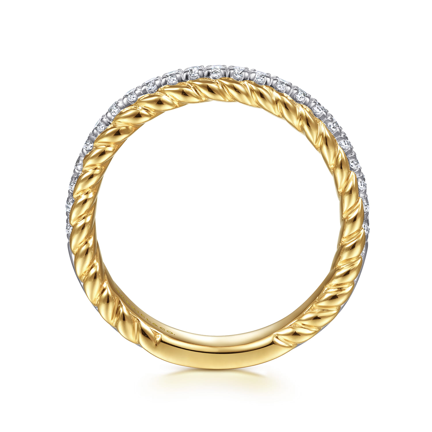 Fancy Wedding Ring in 14k Yellow/white Gold with Round Natural Diamond at Gabriel & Co. - Shot 2
