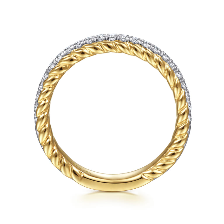 Fancy Wedding Ring in 14k Yellow/white Gold with Round Natural Diamond at Gabriel & Co. - Shot 2