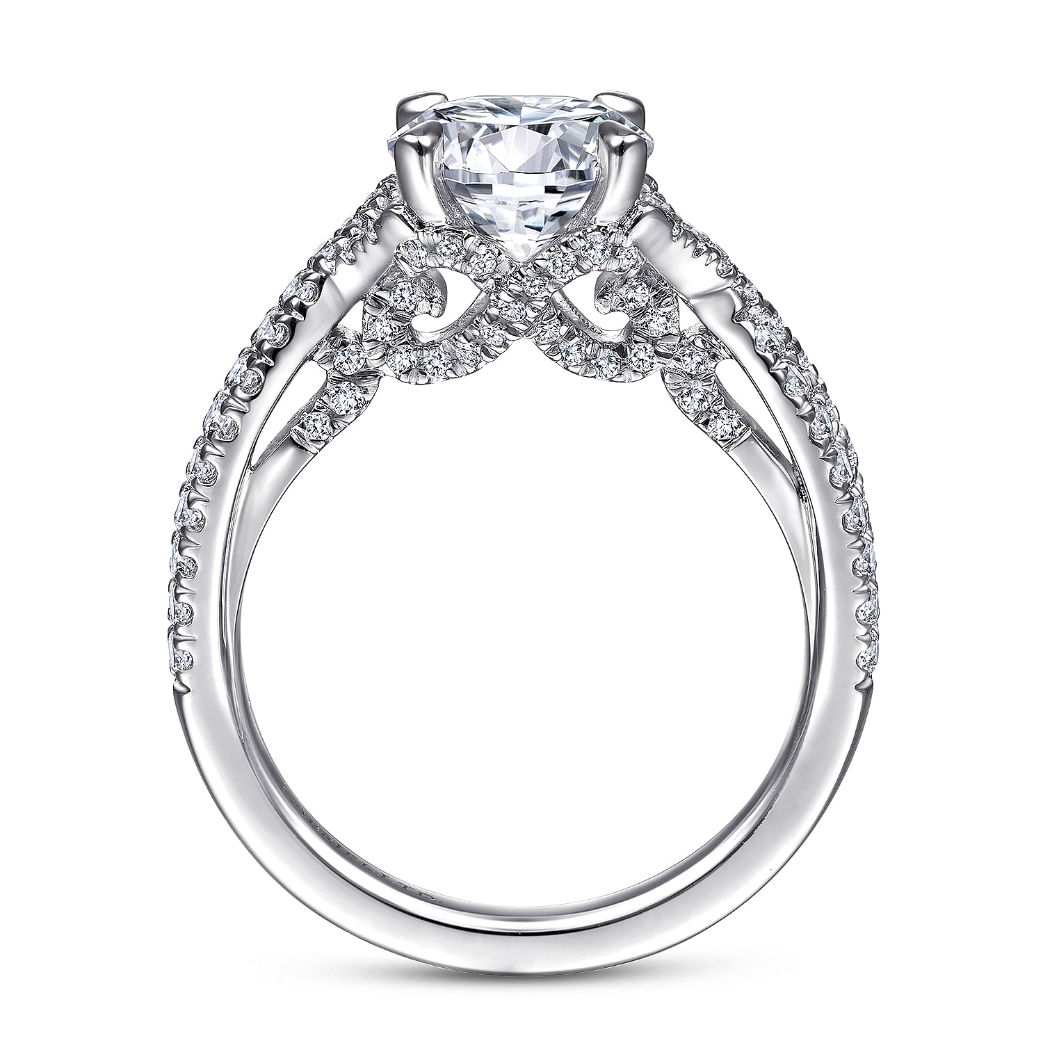 Mathilde - 18K White Gold Twisted Round Diamond Engagement Ring - 0.53 ct - Shot 2