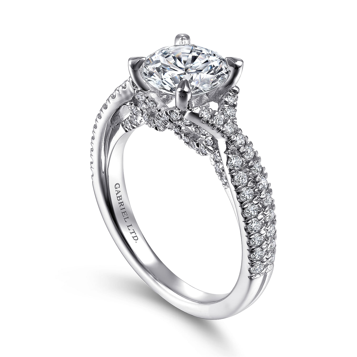 Mathilde - 18K White Gold Twisted Round Diamond Engagement Ring - 0.53 ct - Shot 3