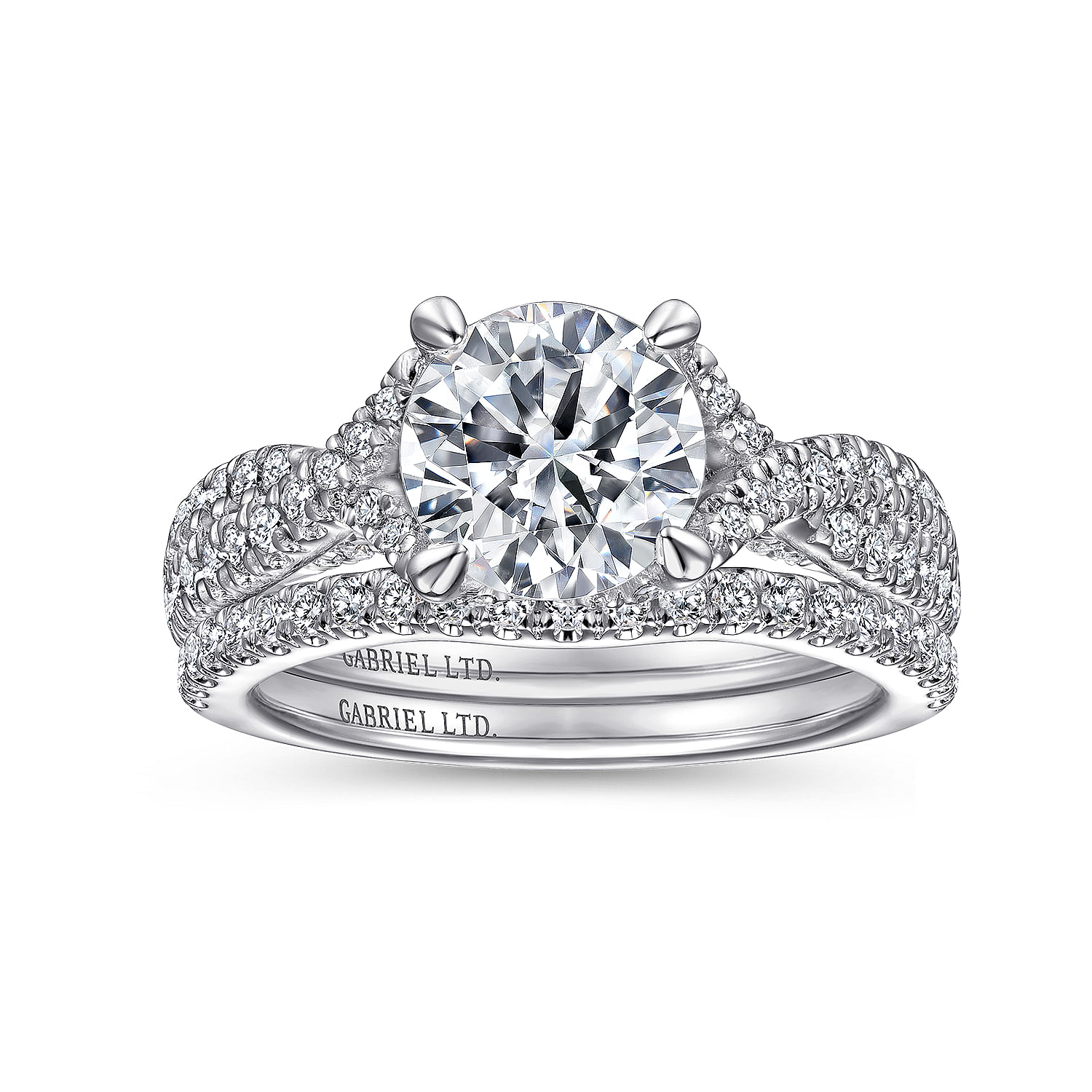 Mathilde - 18K White Gold Twisted Round Diamond Engagement Ring - 0.53 ct - Shot 4