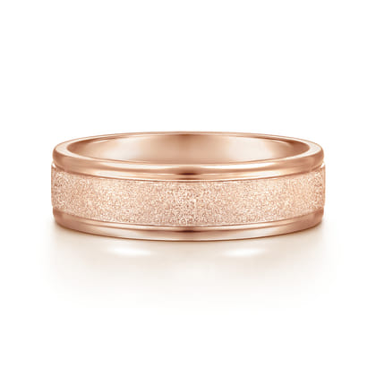 Matteo - 14K Rose Gold 6mm - Men's Wedding Band in Sand Blast Finish