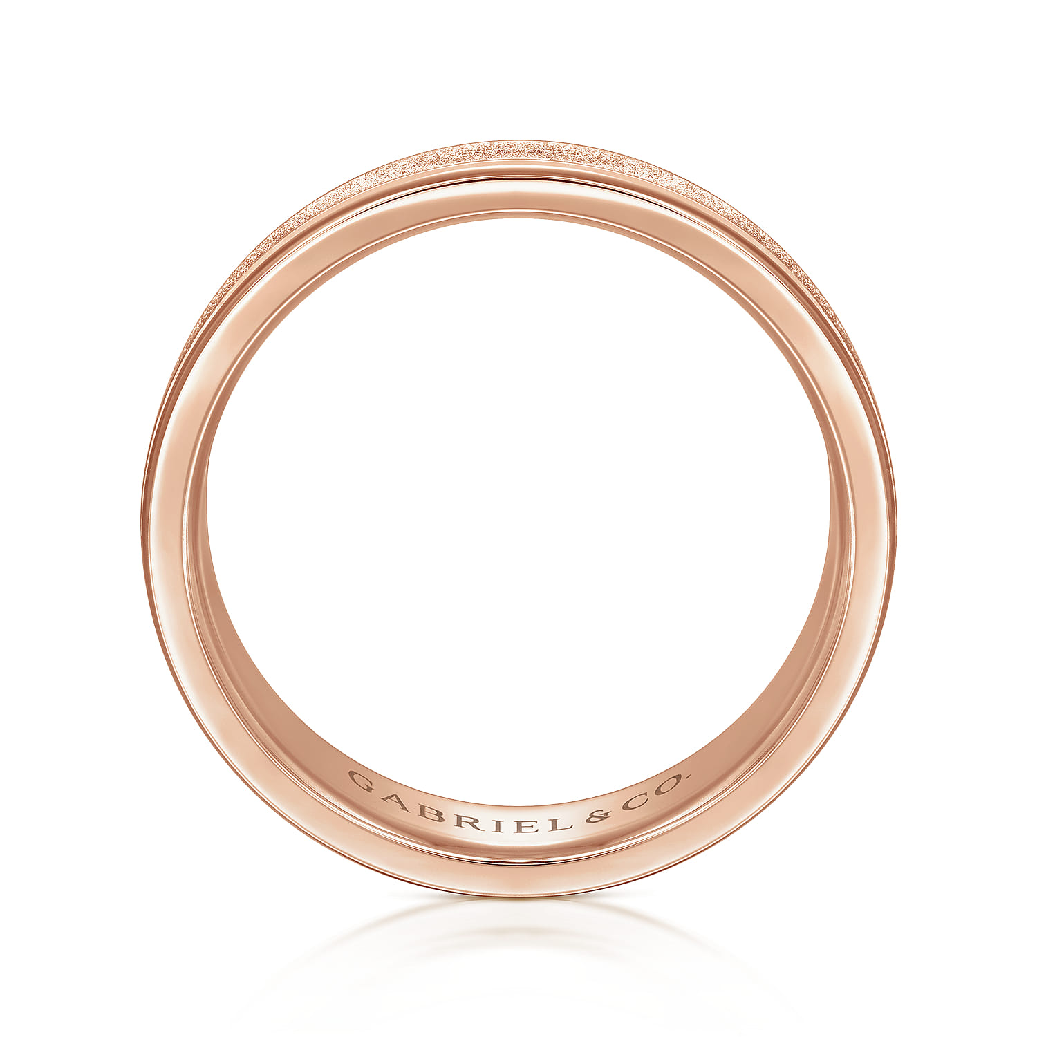 Matteo - 14K Rose Gold 6mm - Men's Wedding Band in Sand Blast Finish - Shot 2