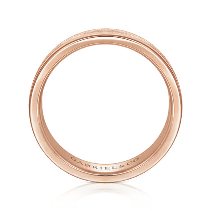 Matteo - 14K Rose Gold 6mm - Men's Wedding Band in Sand Blast Finish