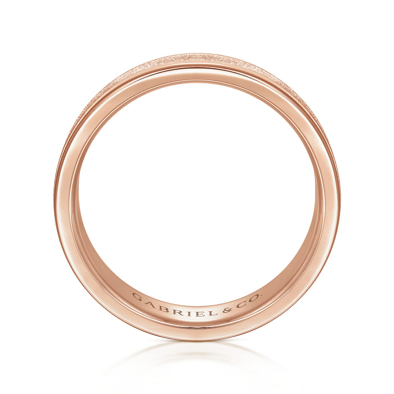 Matteo - 14K Rose Gold 6mm - Men's Wedding Band in Sand Blast Finish - Shot 2