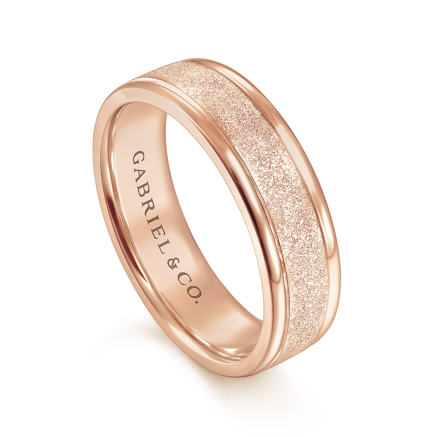 Matteo - 14K Rose Gold 6mm - Men's Wedding Band in Sand Blast Finish - Shot 3