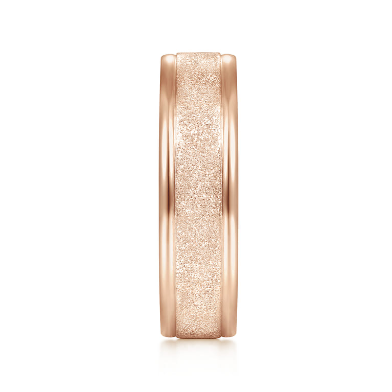 Matteo - 14K Rose Gold 6mm - Men's Wedding Band in Sand Blast Finish - Shot 4