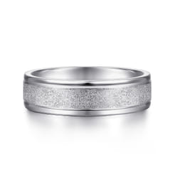 Matteo - 14K White Gold 6mm - Men's Wedding Band in Sand Blast Finish
