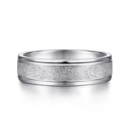 Matteo - 14K White Gold 6mm - Men's Wedding Band in Sand Blast Finish