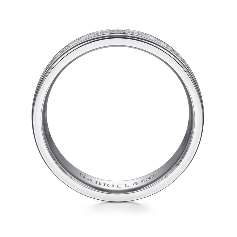 Matteo - 14K White Gold 6mm - Men's Wedding Band in Sand Blast Finish - Shot 2