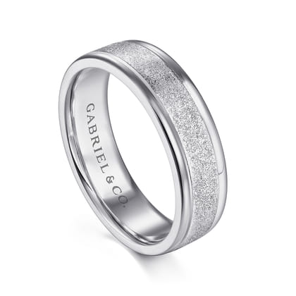 Matteo - 14K White Gold 6mm - Men's Wedding Band in Sand Blast Finish