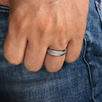 Matteo - 14K White Gold 6mm - Men's Wedding Band in Sand Blast Finish