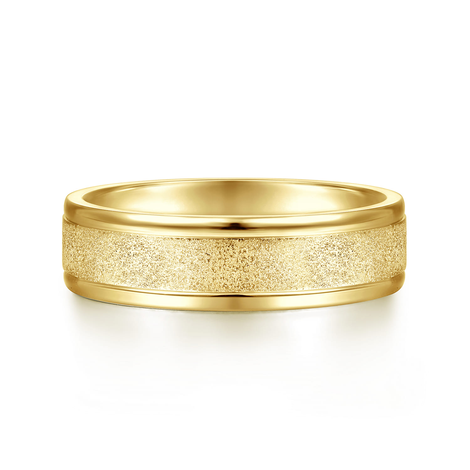 Matteo - 14K Yellow Gold 6mm - Men's Wedding Band in Sand Blast Finish - Shot 1