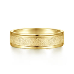 Matteo - 14K Yellow Gold 6mm - Men's Wedding Band in Sand Blast Finish