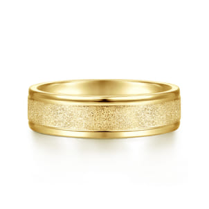 Matteo - 14K Yellow Gold 6mm - Men's Wedding Band in Sand Blast Finish