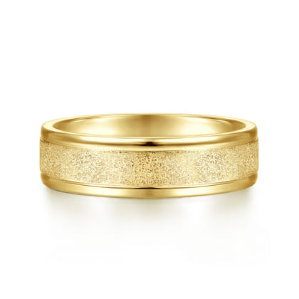 Matteo - 14K Yellow Gold 6mm - Men's Wedding Band in Sand Blast Finish