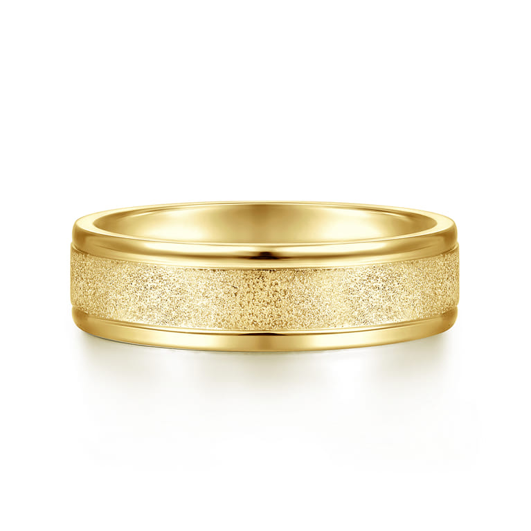 Matteo - 14K Yellow Gold 6mm - Men's Wedding Band in Sand Blast Finish - Shot 1
