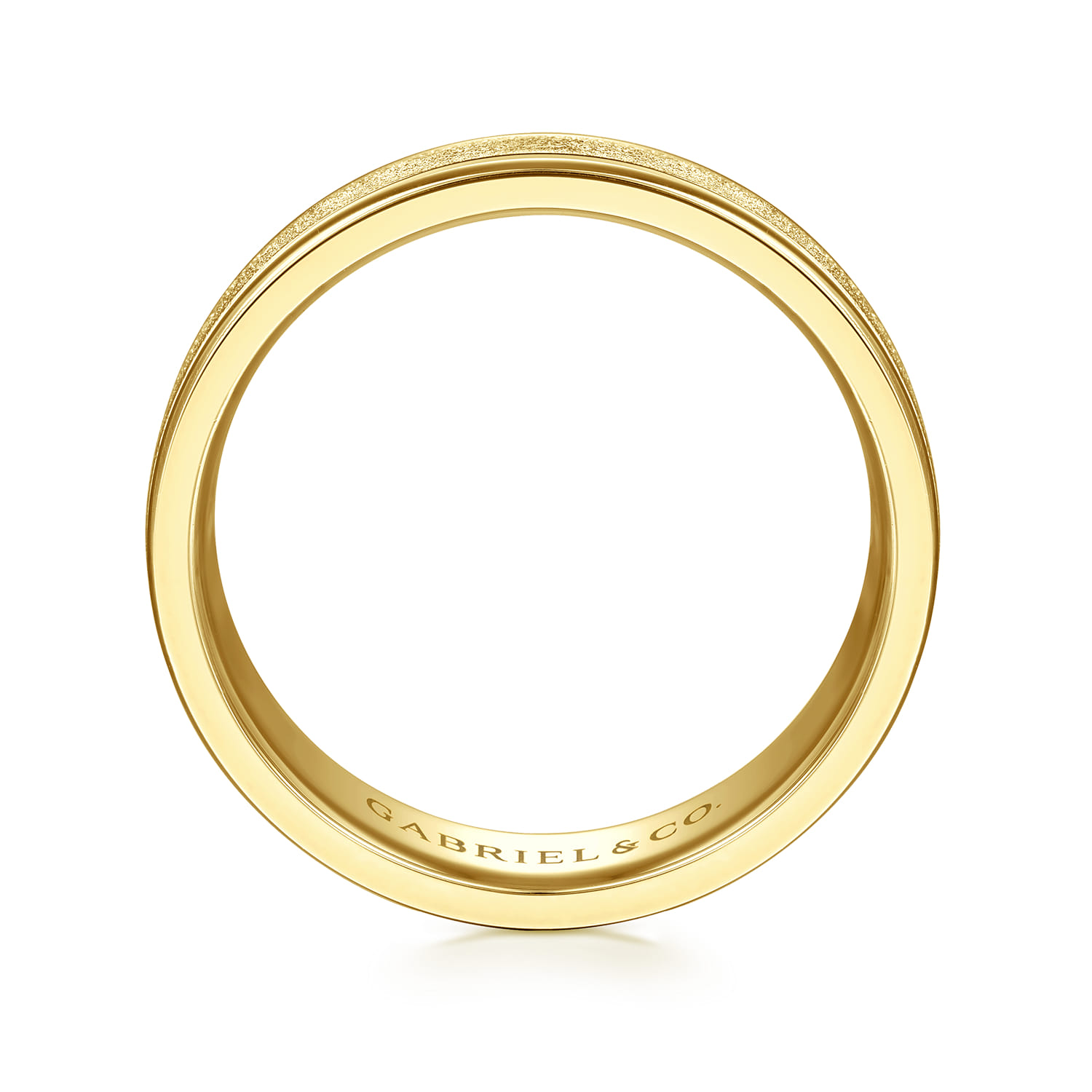 Matteo - 14K Yellow Gold 6mm - Men's Wedding Band in Sand Blast Finish - Shot 2