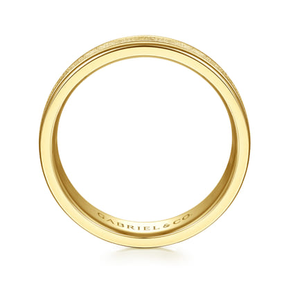 Matteo - 14K Yellow Gold 6mm - Men's Wedding Band in Sand Blast Finish