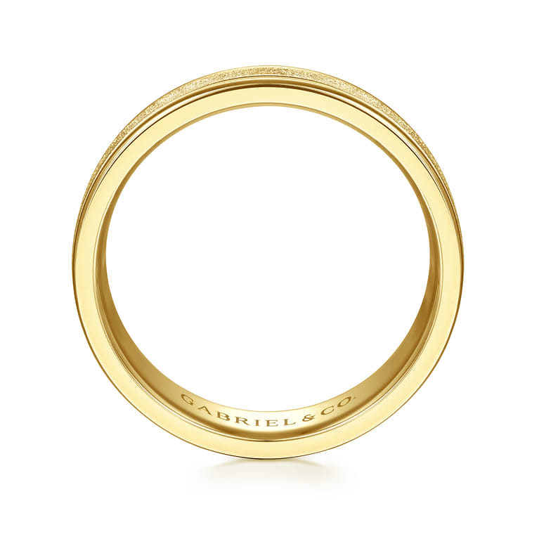 Matteo - 14K Yellow Gold 6mm - Men's Wedding Band in Sand Blast Finish - Shot 2