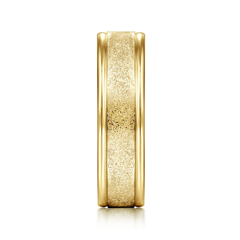 Matteo - 14K Yellow Gold 6mm - Men's Wedding Band in Sand Blast Finish - Shot 4